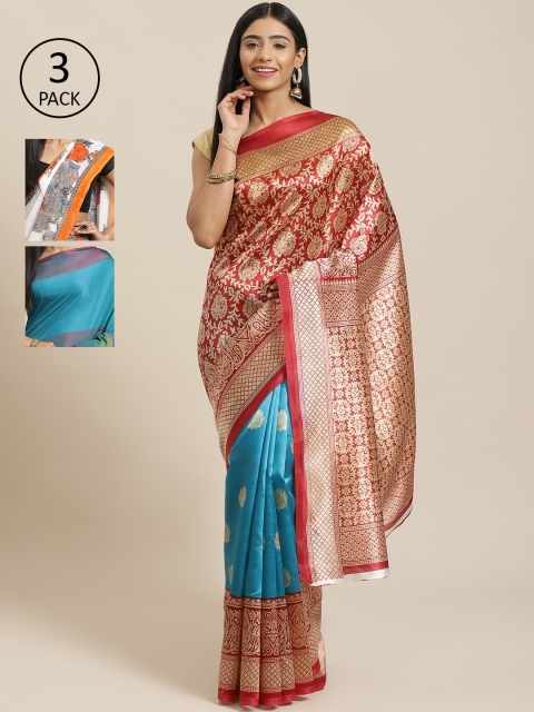 

KALINI Pack Of 3 Saree, Red