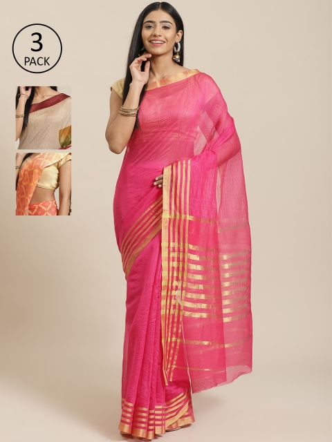 

KALINI Pack Of 3 Saree, Pink