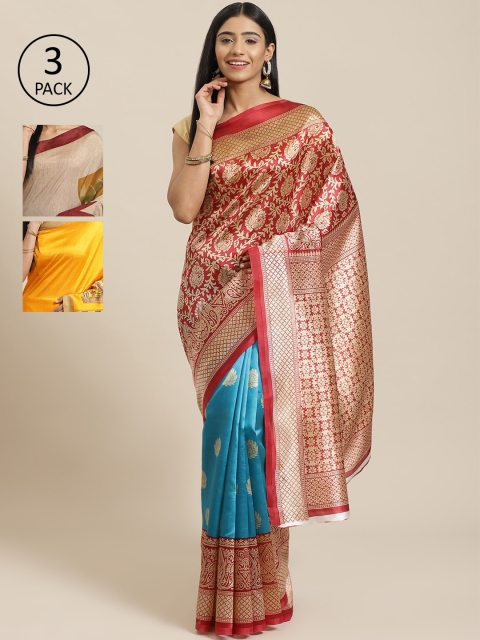 

KALINI Pack Of 3 Saree, Red
