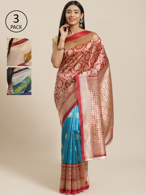

KALINI Pack Of 3 Saree, Red