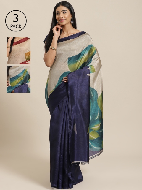 

KALINI Pack Of 3 Saree, Navy blue
