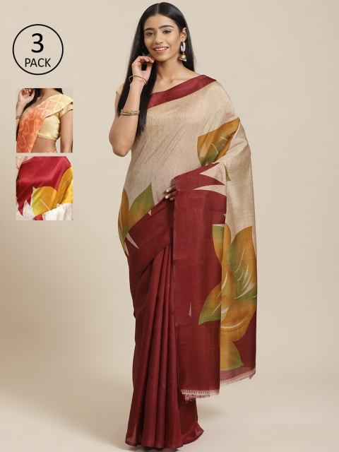 

KALINI Pack Of 3 Saree, Beige