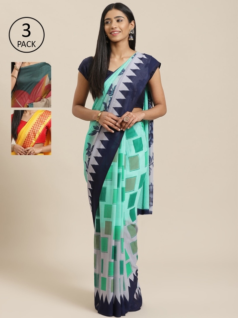 

KALINI Pack Of 3 Sarees, Yellow
