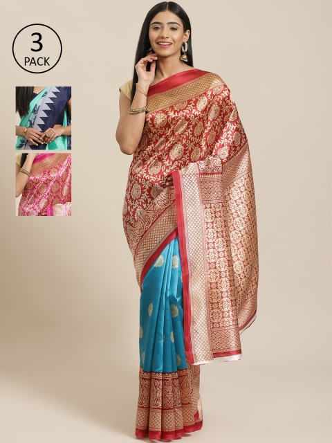 

KALINI Pack Of 3 Saree, Red
