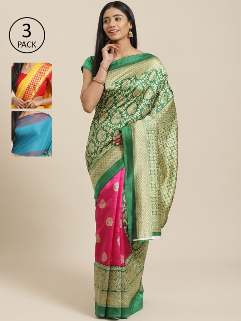 

KALINI Pack Of 3 Saree, Green