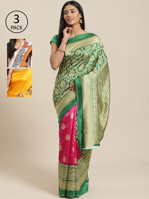 

KALINI Pack Of 3 Saree, Green