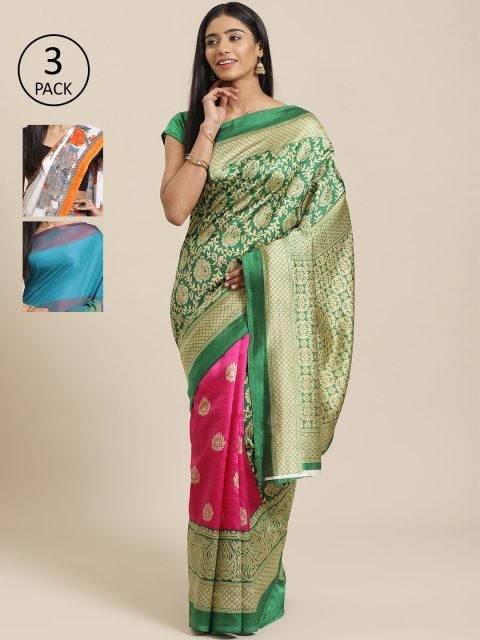 

KALINI Pack Of 3 Saree, Green