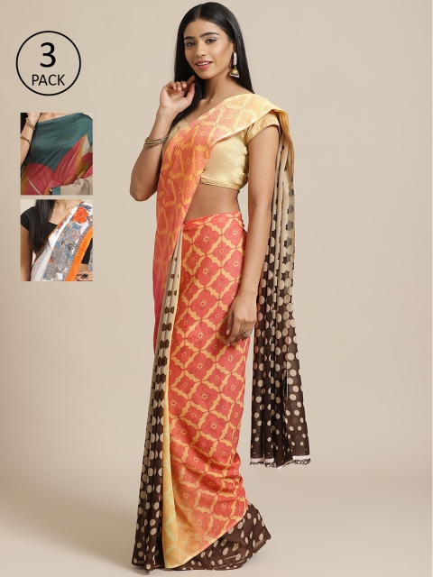 

KALINI Pack Of 3 Saree, Peach