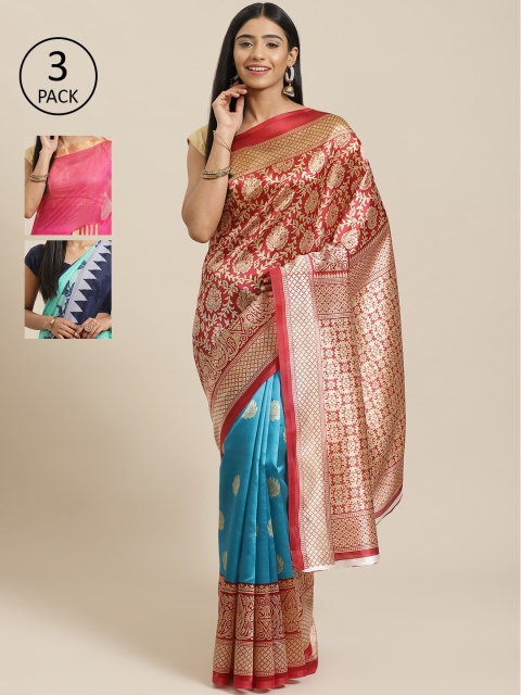 

KALINI Pack Of 3 Saree, Red