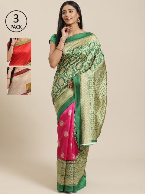 

KALINI Pack Of 3 Saree, Green