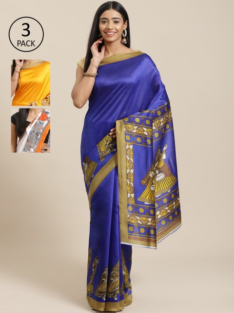 

KALINI Pack Of 3 Sarees, Blue