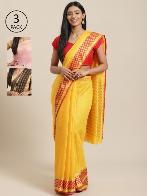 

KALINI Pack Of 3 Saree, Yellow