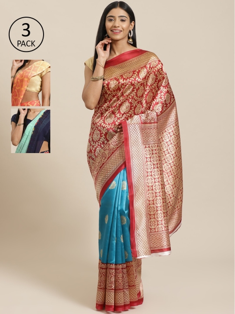 

KALINI Pack Of 3 Saree, Red