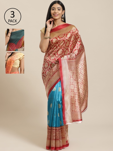 

KALINI Pack Of 3 Saree, Red