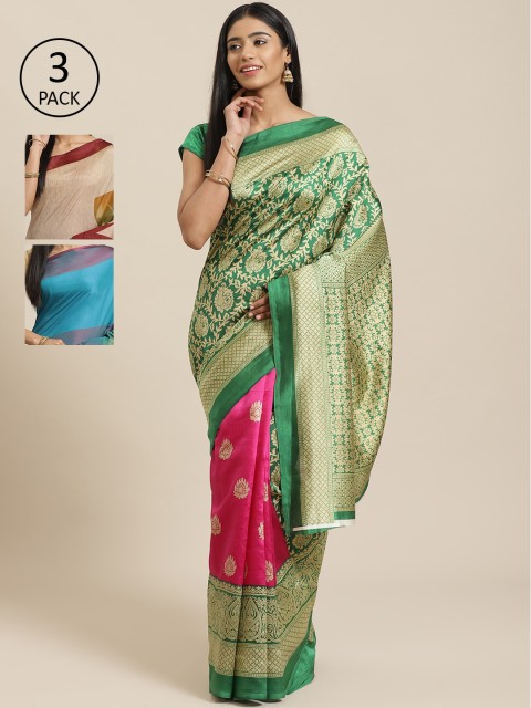 

KALINI Pack Of 3 Printed Saree, Green