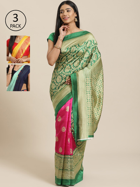 

KALINI Pack Of 3 Printed Saree, Green