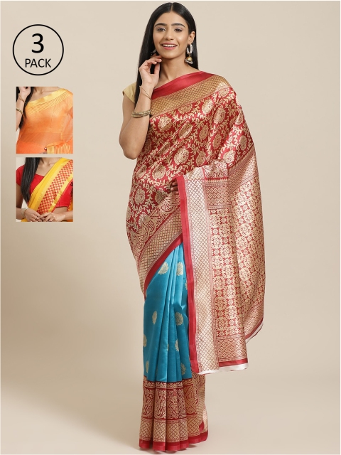

KALINI Pack Of 3 Printed Saree, Red