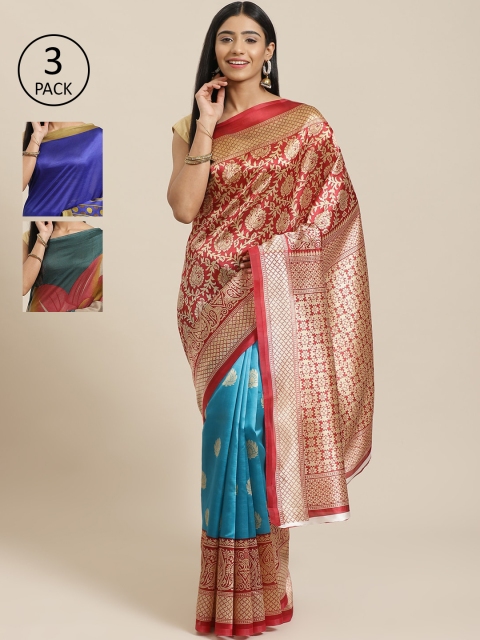 

KALINI Pack Of 3 Printed Saree, Red