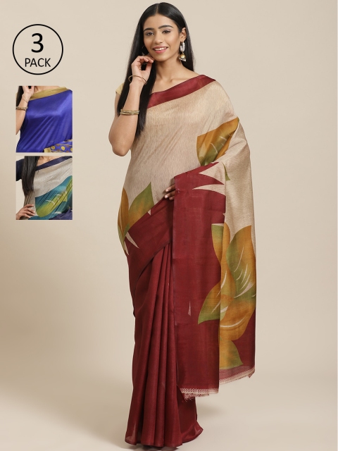 

KALINI Pack Of 3 Saree, Beige