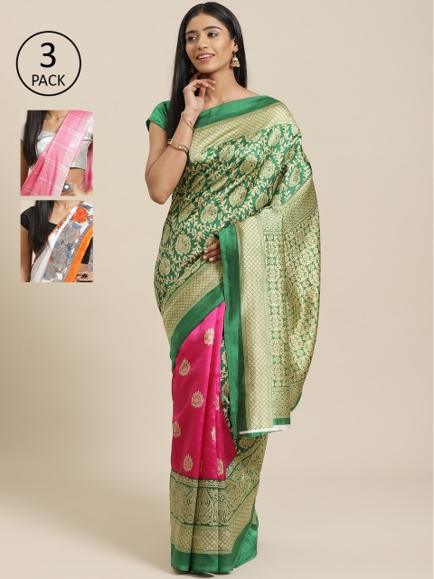

KALINI Pack Of 3 Saree, Green