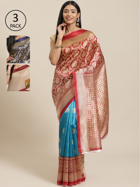 

KALINI Pack Of 3 Saree, Red