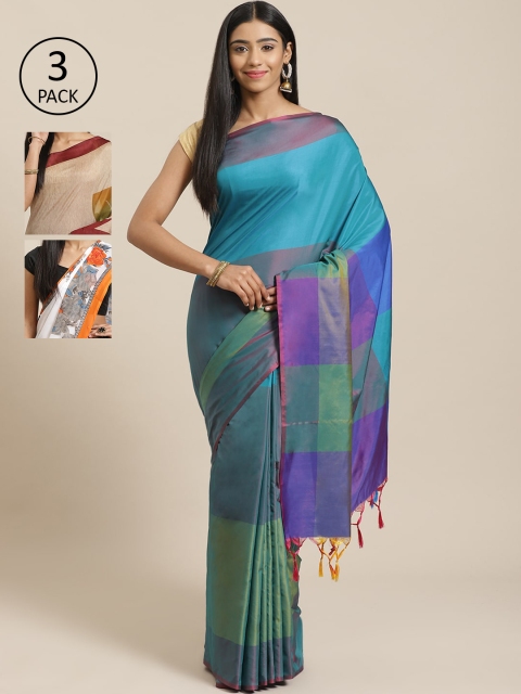 

KALINI Pack Of 3 Saree, Blue