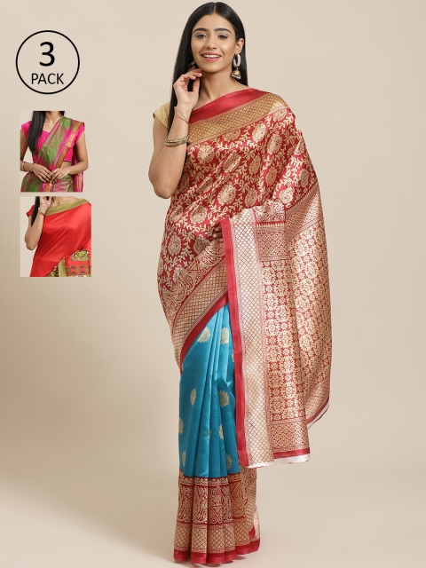 

KALINI Pack Of 3 Saree, Red