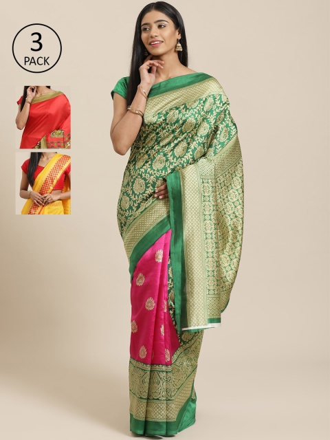 

KALINI Pack Of 3 Saree, Green