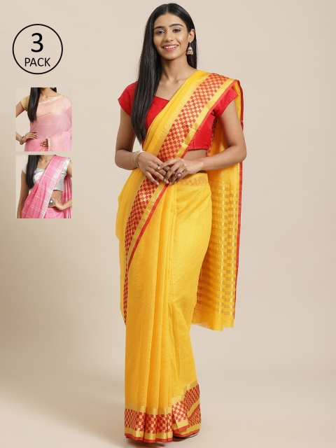 

KALINI Pack Of 3 Saree, Yellow