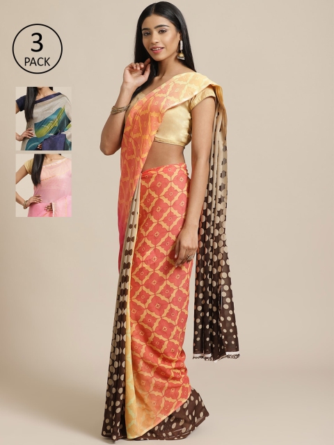 

KALINI Pack Of 3 Saree, Peach