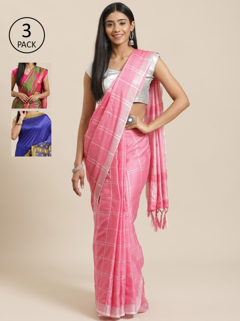 

KALINI Pack Of 3 Sarees, Pink