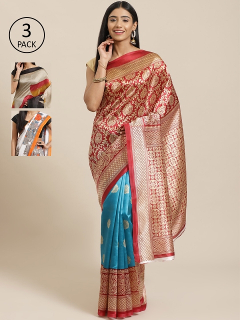 

KALINI Pack Of 3 Saree, Red
