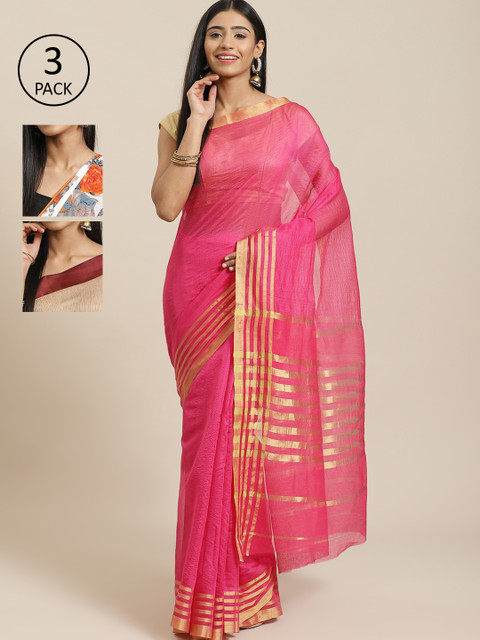 

KALINI Pack Of 3 Saree, Pink