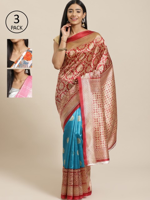 

KALINI Pack Of 3 Saree, Red
