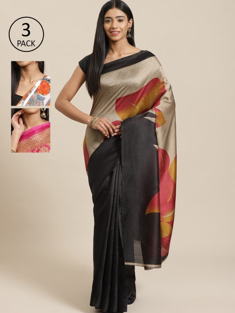 

KALINI Pack Of 3 Saree, Black