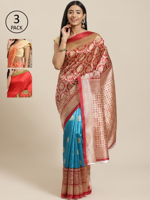 

KALINI Pack Of 3 Saree, Red