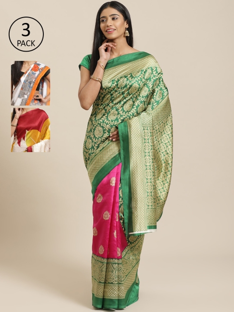 

KALINI Pack Of 3 Saree, Green