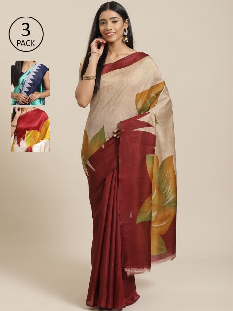 

KALINI Pack Of 3 Saree, Beige
