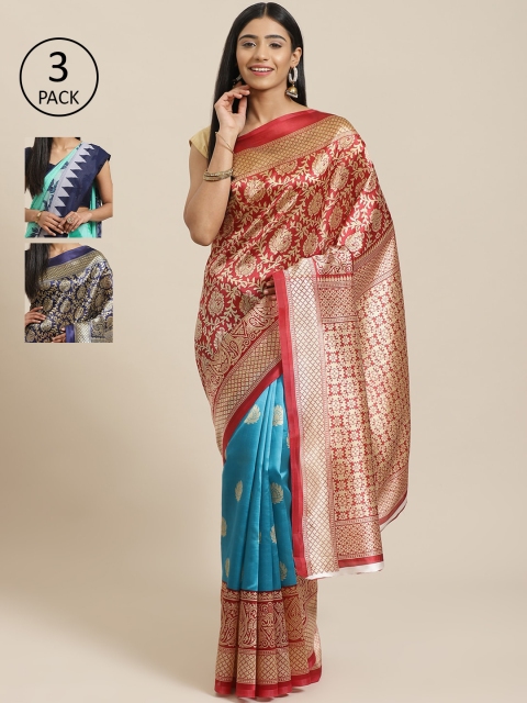 

KALINI Pack Of 3 Saree, Red