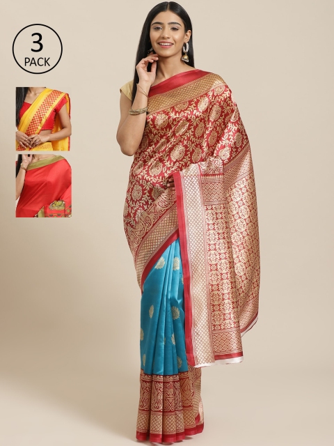 

KALINI Pack Of 3 Saree, Red
