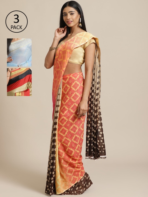 

KALINI Pack Of 3 Saree, Peach