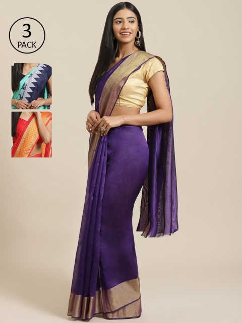 

KALINI Pack Of 3 Saree, Purple