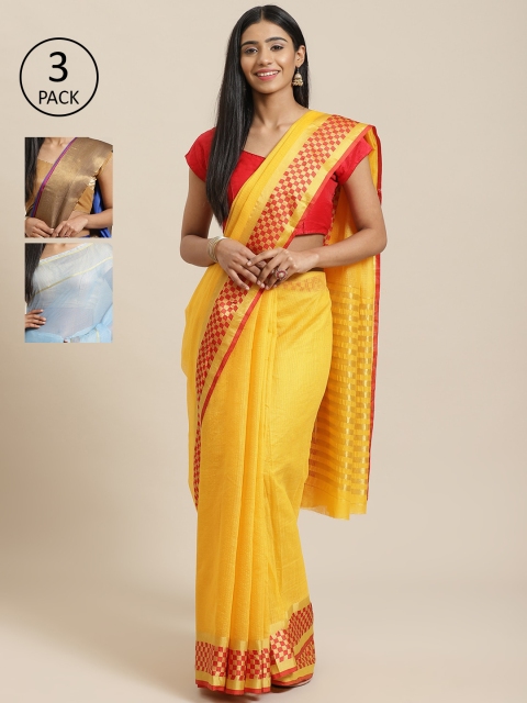 

KALINI Pack Of 3 Saree, Yellow