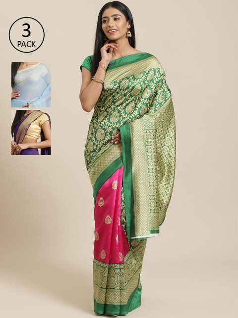 

KALINI Pack Of 3 Saree, Green