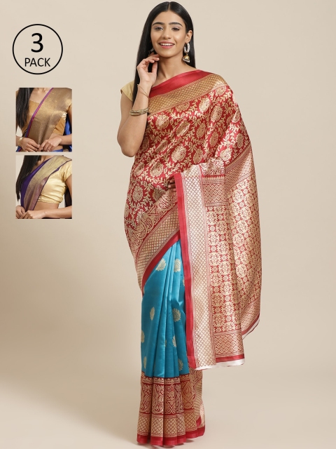 

KALINI Pack Of 3 Saree, Red