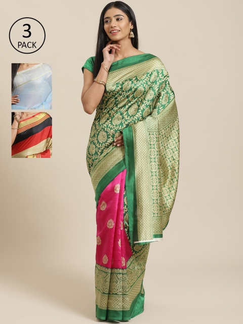 

KALINI Pack Of 3 Saree, Green