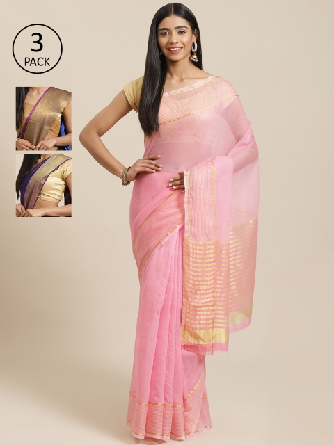 

KALINI Pack of 3 Sarees, Pink