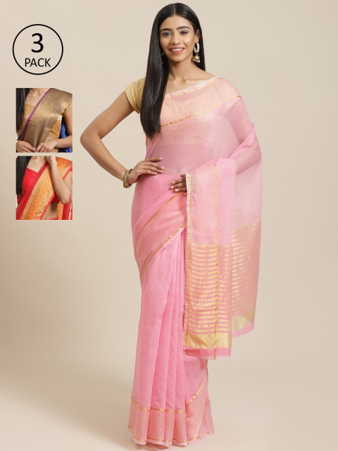 

KALINI Pack of 3 Sarees, Pink