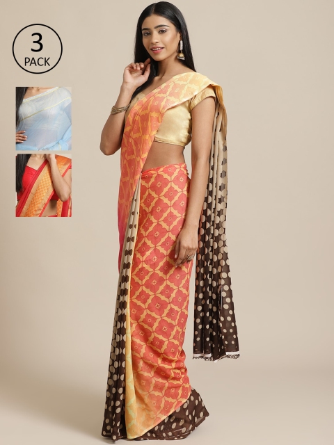 

KALINI Pack Of 3 Saree, Peach