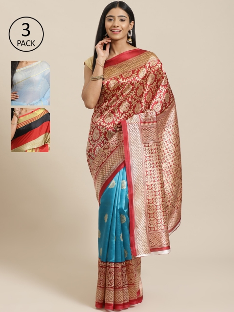 

KALINI Pack Of 3 Saree, Red